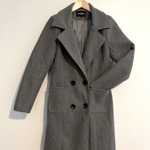 Grey Women’s Winter Trench Coat with Buttons